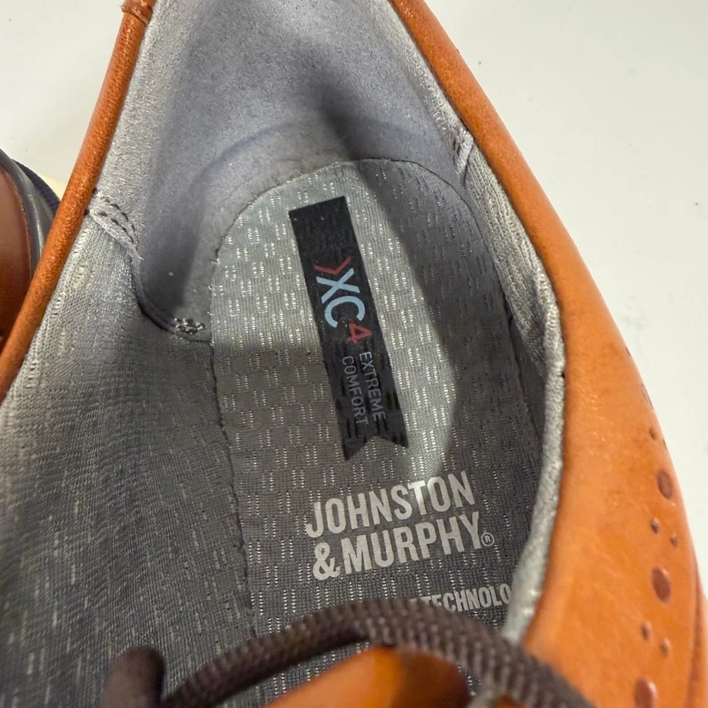 Johnston Murphy Tan Cap‎ Toe Sneakers Waterproof White Soles Mens 8M